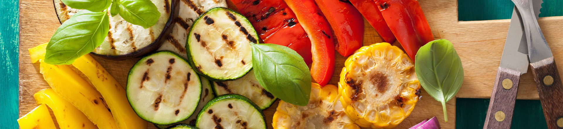 Healthy BBQ ideas - grilled zucchini, peppers and yellow squash