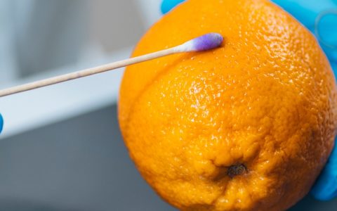 toxic citrus fruit with fungicide